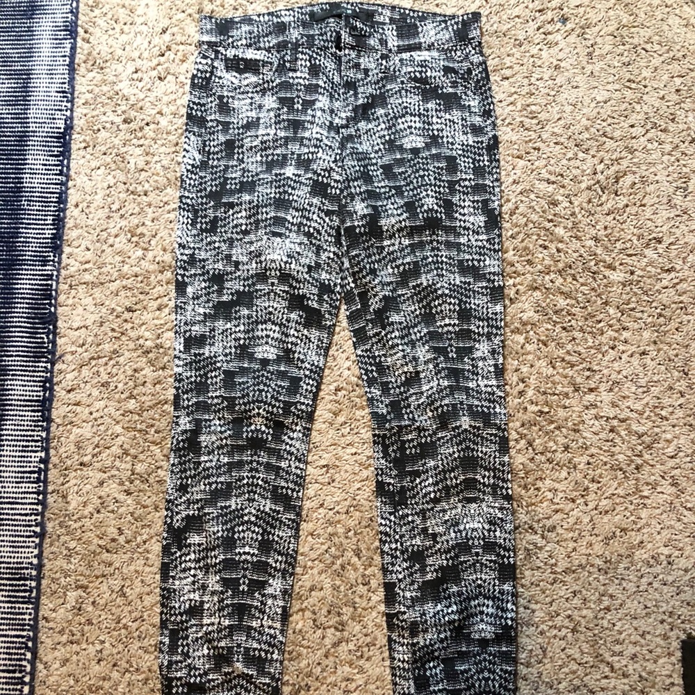 Joe’s black and white patterned jeans